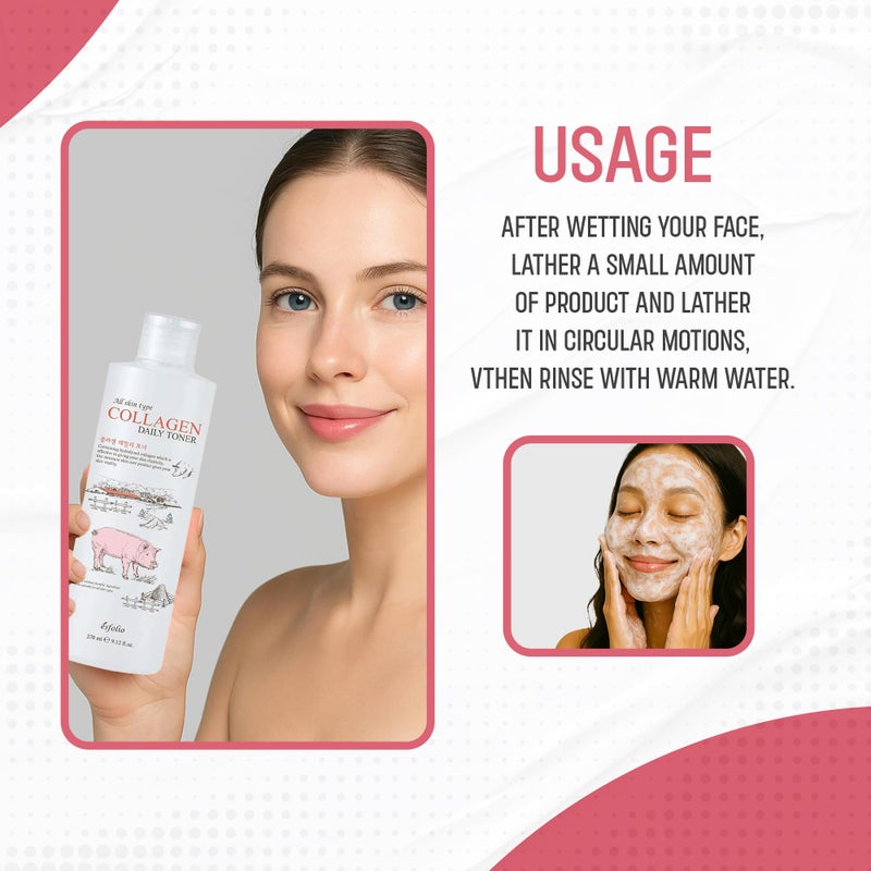 Esfolio Collagen Daily Toner â€“ Hydrating & Firming Facial Toner with Hydrolyzed Collagen, Moisturizing & Soothing Skincare for All Skin Types, Anti-Aging & pH Balancing Korean Beauty (9.12OZ/270ML) - Image 4